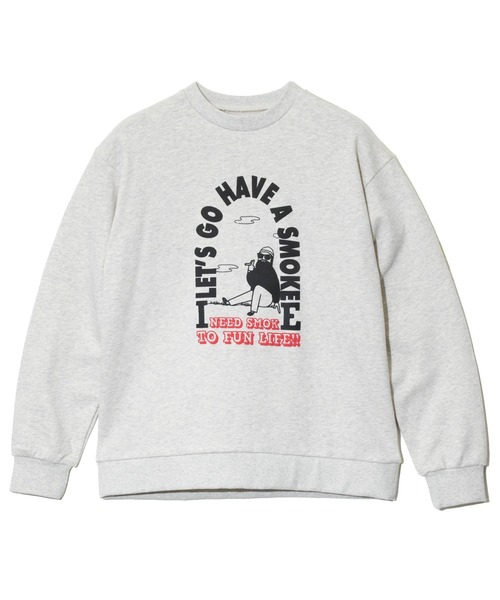 modem design(モデムデザイン)の「MODEM DESIGN/モデムデザイン スウェットクルー -タバコおじさん-(スウェット・メンズ・グレー/オリーブ・X-LARGE/LARGE/MEDIUM)」の12枚目の写真