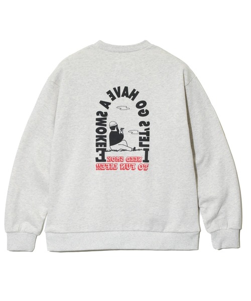 modem design(モデムデザイン)の「MODEM DESIGN/モデムデザイン スウェットクルー -タバコおじさん-(スウェット・メンズ・グレー/オリーブ・X-LARGE/LARGE/MEDIUM)」の14枚目の写真
