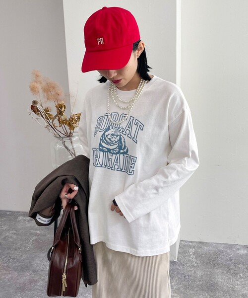 fredy emue(フレディエミュ)の「CATフロッキープリント ロンTシャツ(Tシャツ/カットソー・レディース・チャコールグレー/オフホワイト/ライトグレー・38)」の10枚目の写真