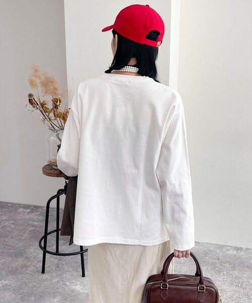 fredy emue(フレディエミュ)の「CATフロッキープリント ロンTシャツ(Tシャツ/カットソー・レディース・チャコールグレー/オフホワイト/ライトグレー・38)」の13枚目の写真