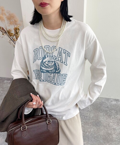 fredy emue(フレディエミュ)の「CATフロッキープリント ロンTシャツ(Tシャツ/カットソー・レディース・チャコールグレー/オフホワイト/ライトグレー・38)」の14枚目の写真