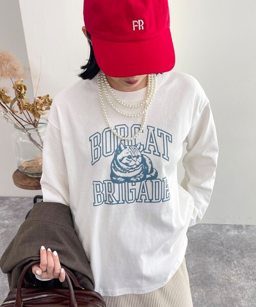 fredy emue(フレディエミュ)の「CATフロッキープリント ロンTシャツ(Tシャツ/カットソー・レディース・チャコールグレー/オフホワイト/ライトグレー・38)」の15枚目の写真