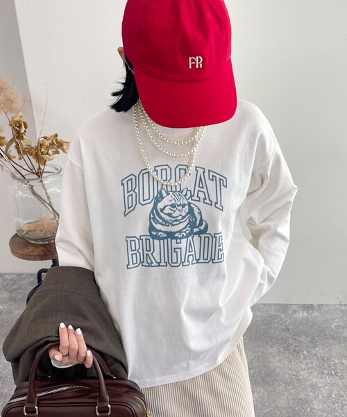 fredy emue(フレディエミュ)の「CATフロッキープリント ロンTシャツ(Tシャツ/カットソー・レディース・チャコールグレー/オフホワイト/ライトグレー・38)」の16枚目の写真