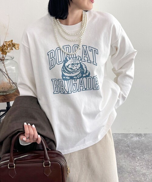 fredy emue(フレディエミュ)の「CATフロッキープリント ロンTシャツ(Tシャツ/カットソー・レディース・チャコールグレー/オフホワイト/ライトグレー・38)」の17枚目の写真