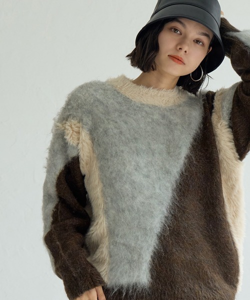 ROPE' PICNIC（ロペピクニック）の「パネル柄ジャガードプルオーバー（ニット/セーター・レディース・ブルー系その他6/ブラウン系その他3・38）」の16枚目の写真