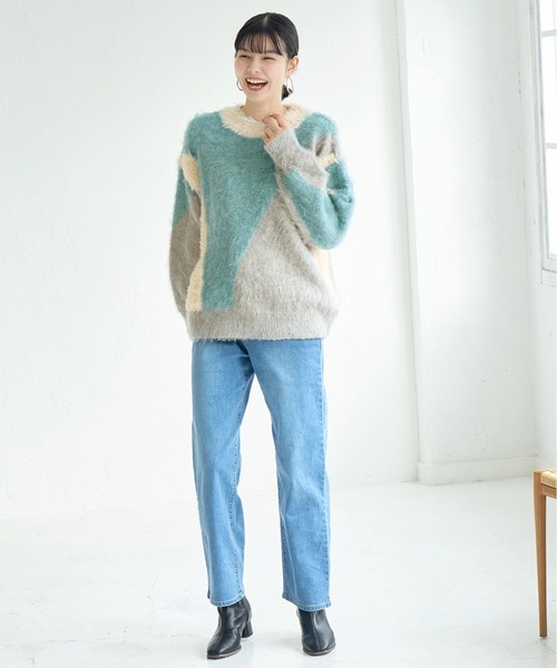 ROPE' PICNIC（ロペピクニック）の「パネル柄ジャガードプルオーバー（ニット/セーター・レディース・ブルー系その他6/ブラウン系その他3・38）」の19枚目の写真