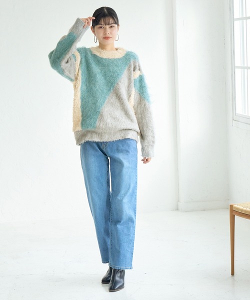 ROPE' PICNIC（ロペピクニック）の「パネル柄ジャガードプルオーバー（ニット/セーター・レディース・ブルー系その他6/ブラウン系その他3・38）」の20枚目の写真