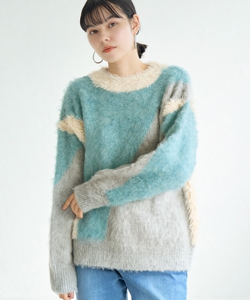 ROPE' PICNIC（ロペピクニック）の「パネル柄ジャガードプルオーバー（ニット/セーター・レディース・ブルー系その他6/ブラウン系その他3・38）」の21枚目の写真