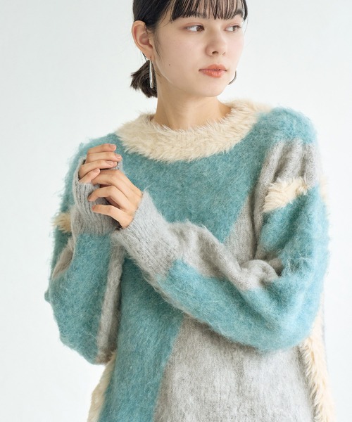 ROPE' PICNIC（ロペピクニック）の「パネル柄ジャガードプルオーバー（ニット/セーター・レディース・ブルー系その他6/ブラウン系その他3・38）」の22枚目の写真