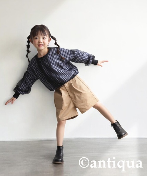 Katie Closet ギンガムチェック総柄刺繍キャミ半袖トップス