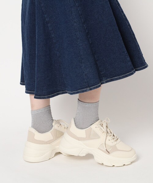 cs T&P(シーエスティーアンドピー)の「厚底コンビカラースニーカー(スニーカー・レディース・ブラック/ベージュ・S/M/L/LL)」の2枚目の写真