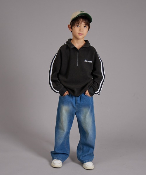 PAIRMANON STREET（ペアマノンストリート）の「【PAIRMANON STREET】マイクロフリース ハーフジップ ラインテープ プルオーバー（その他アウター・キッズ・ブラック/グレイッシュベージュ/ブルー/パープル・90/120/150/160/100/110/130/140）」の7枚目の写真