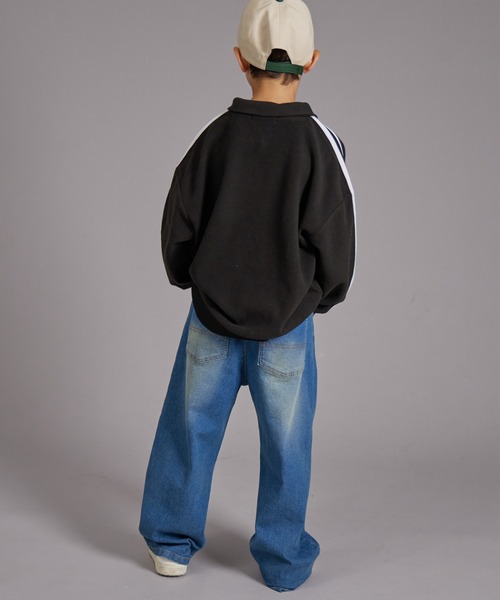 PAIRMANON STREET（ペアマノンストリート）の「【PAIRMANON STREET】マイクロフリース ハーフジップ ラインテープ プルオーバー（その他アウター・キッズ・ブラック/グレイッシュベージュ/ブルー/パープル・90/120/150/160/100/110/130/140）」の9枚目の写真