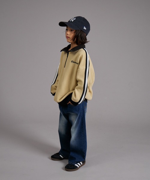 PAIRMANON STREET（ペアマノンストリート）の「【PAIRMANON STREET】マイクロフリース ハーフジップ ラインテープ プルオーバー（その他アウター・キッズ・ブラック/グレイッシュベージュ/ブルー/パープル・90/120/150/160/100/110/130/140）」の16枚目の写真