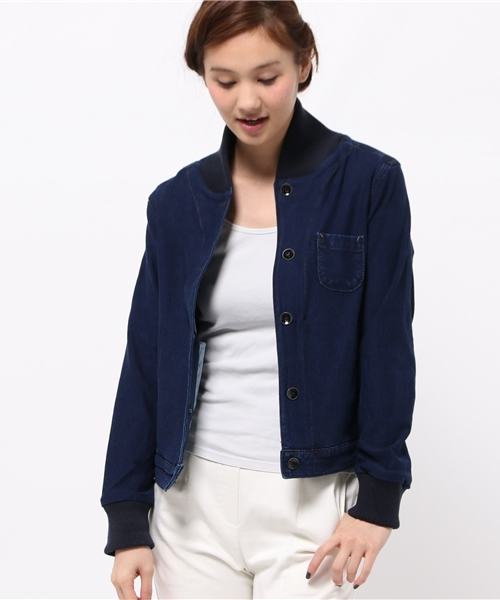 PUAL CE CIN(ピュアルセシン)の「【PUAL CE CIN】ニットデニムジャケット(その他アウター・レディース・ブルー/ネイビー・FREE)」の2枚目の写真