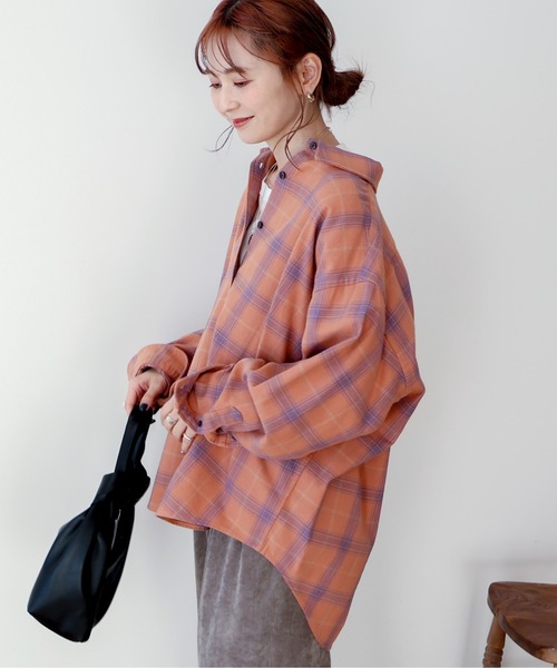 AMERICAN HOLIC（アメリカンホリック）の「スラブチェックBIGシャツ（シャツ/ブラウス・レディース・グリーン/レッド・FREE）」の3枚目の写真