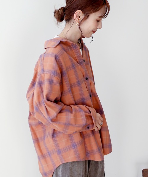 AMERICAN HOLIC（アメリカンホリック）の「スラブチェックBIGシャツ（シャツ/ブラウス・レディース・グリーン/レッド・FREE）」の5枚目の写真