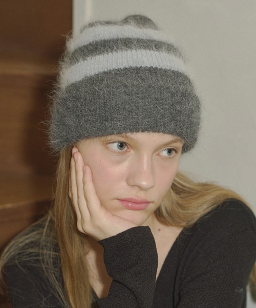 GIUNON（ジウノン）の「mohair touch knit cap / モヘアタッチニットキャップ（ニットキャップ/ビーニー・レディース・ブラック/ホワイト/グレー・FREE）」の12枚目の写真