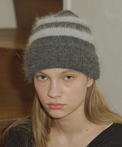 GIUNON（ジウノン）の「mohair touch knit cap / モヘアタッチニットキャップ（ニットキャップ/ビーニー・レディース・ブラック/ホワイト/グレー・FREE）」の13枚目の写真