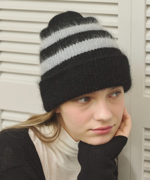 GIUNON（ジウノン）の「mohair touch knit cap / モヘアタッチニットキャップ（ニットキャップ/ビーニー・レディース・ブラック/ホワイト/グレー・FREE）」の21枚目の写真