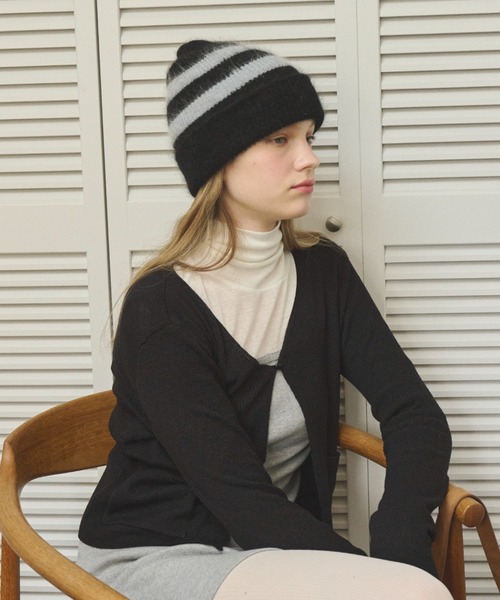 GIUNON（ジウノン）の「mohair touch knit cap / モヘアタッチニットキャップ（ニットキャップ/ビーニー・レディース・ブラック/ホワイト/グレー・FREE）」の17枚目の写真