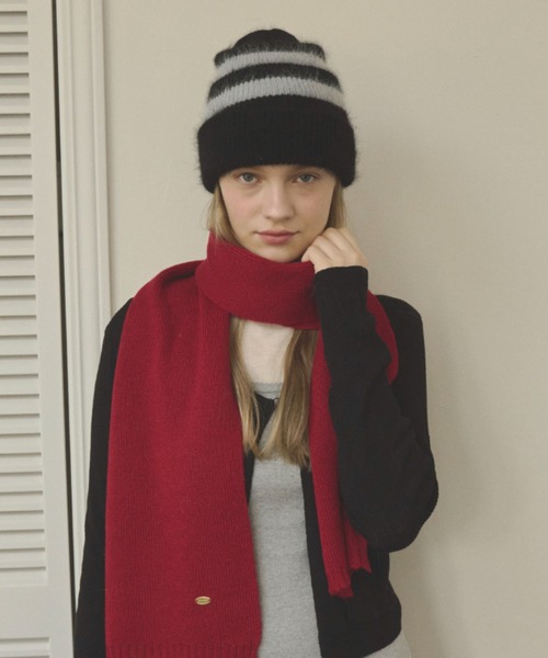 GIUNON（ジウノン）の「mohair touch knit cap / モヘアタッチニットキャップ（ニットキャップ/ビーニー・レディース・ブラック/ホワイト/グレー・FREE）」の15枚目の写真