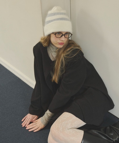 GIUNON（ジウノン）の「mohair touch knit cap / モヘアタッチニットキャップ（ニットキャップ/ビーニー・レディース・ブラック/ホワイト/グレー・FREE）」の4枚目の写真