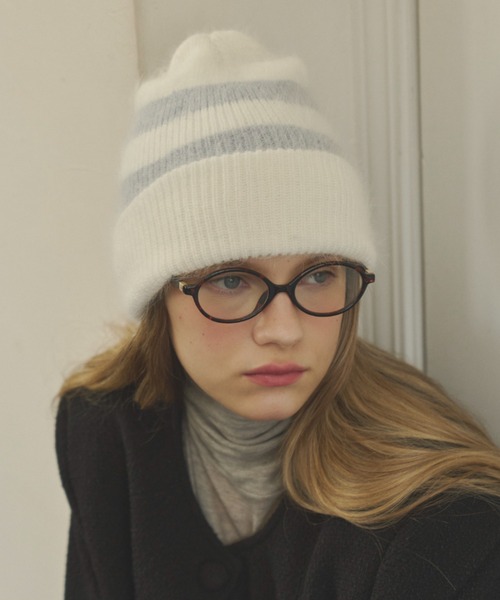 GIUNON（ジウノン）の「mohair touch knit cap / モヘアタッチニットキャップ（ニットキャップ/ビーニー・レディース・ブラック/ホワイト/グレー・FREE）」の5枚目の写真