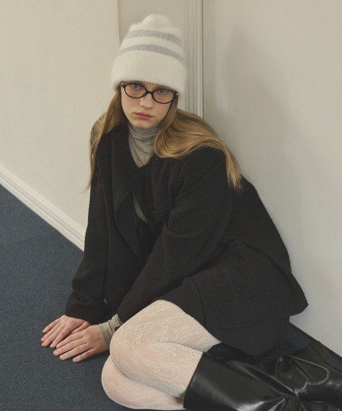 GIUNON（ジウノン）の「mohair touch knit cap / モヘアタッチニットキャップ（ニットキャップ/ビーニー・レディース・ブラック/ホワイト/グレー・FREE）」の6枚目の写真