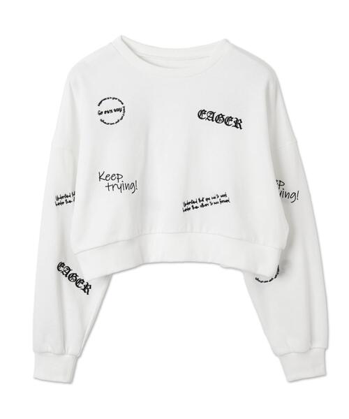 WEGO（ウィゴー）の「WEGO/スクリブルグラフィックスウェット（スウェット・レディース・ホワイト/ブラック・FREE）」の13枚目の写真
