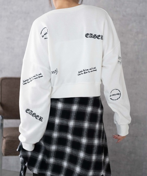 WEGO（ウィゴー）の「WEGO/スクリブルグラフィックスウェット（スウェット・レディース・ホワイト/ブラック・FREE）」の4枚目の写真