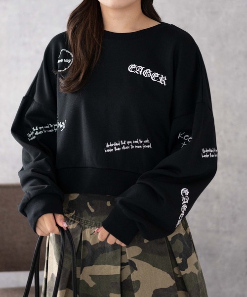 WEGO（ウィゴー）の「WEGO/スクリブルグラフィックスウェット（スウェット・レディース・ホワイト/ブラック・FREE）」の6枚目の写真