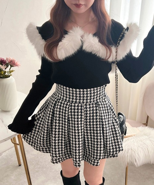 売り切り♡新品♡ナノユニバース♡ワッフルビジューニット2点セット♡オフホワイト セール】2wayふわふわ襟ニットプルオーバー【ZOZOTOWN限定アイテム