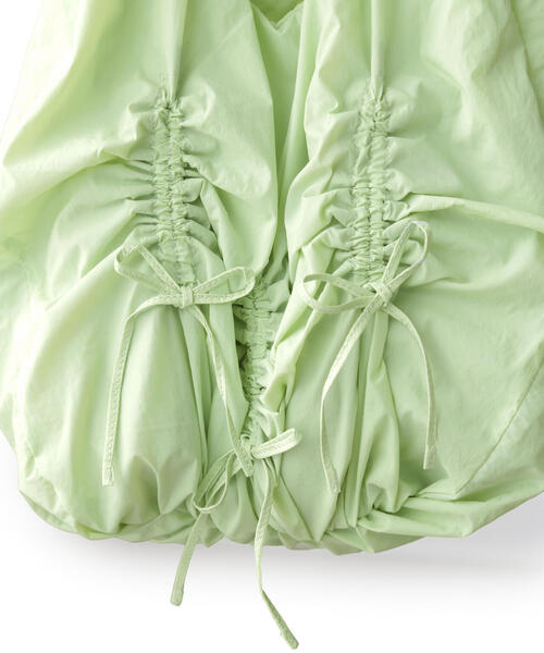 FREE'S MART（フリーズマート）の「◆くしゅリボントート（トートバッグ・レディース・ブラック/ライトグリーン・ﾌﾘ-）」の6枚目の写真