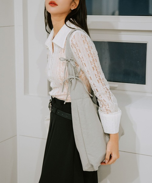 EFOLE(エフォル)の「Nylon side ribbon oneshoulder bag/ナイロン サイドリボン ワンショルダー バッグ(ショルダーバッグ・レディース・ライトグレー/ベージュ/ブラック・FREE)」の15枚目の写真