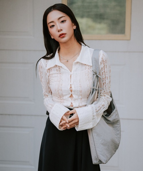 EFOLE(エフォル)の「Nylon side ribbon oneshoulder bag/ナイロン サイドリボン ワンショルダー バッグ(ショルダーバッグ・レディース・ライトグレー/ベージュ/ブラック・FREE)」の18枚目の写真