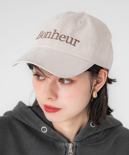 coca（coca）（コカ）の「スウェード調 ロゴ刺繍キャップ（キャップ・レディース・ネイビー/アイボリー・ONE SIZE）」の2枚目の写真