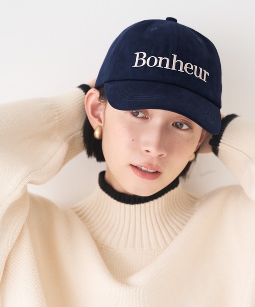 coca（coca）（コカ）の「スウェード調 ロゴ刺繍キャップ（キャップ・レディース・ネイビー/アイボリー・ONE SIZE）」の9枚目の写真