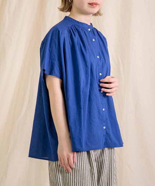 Brocante（ブロカント）の「[Brocante / ブロカント] インドボイル フロンセシャツ（シャツ/ブラウス・レディース・ブラック/チャコールグレー/ベージュ/ホワイト/ロイヤルブルー/レモンイエロー・2）」の7枚目の写真