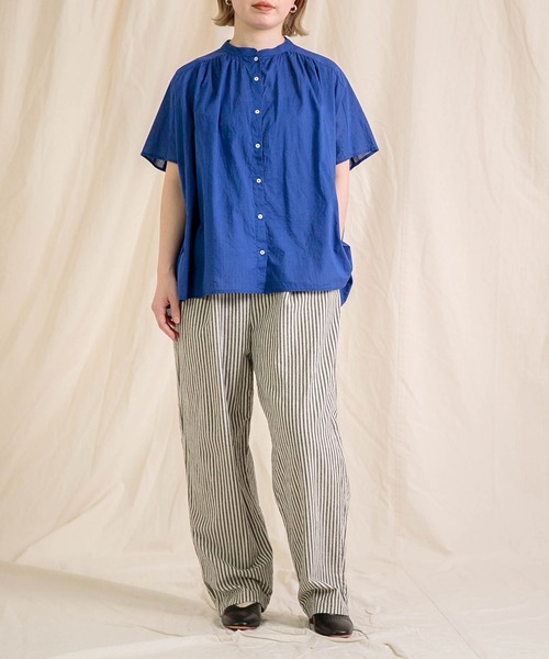 Brocante（ブロカント）の「[Brocante / ブロカント] インドボイル フロンセシャツ（シャツ/ブラウス・レディース・ブラック/チャコールグレー/ベージュ/ホワイト/ロイヤルブルー/レモンイエロー・2）」の8枚目の写真