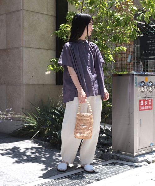 Brocante（ブロカント）の「[Brocante / ブロカント] インドボイル フロンセシャツ（シャツ/ブラウス・レディース・ブラック/チャコールグレー/ベージュ/ホワイト/ロイヤルブルー/レモンイエロー・2）」の7枚目の写真