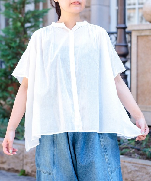 Brocante（ブロカント）の「[Brocante / ブロカント] インドボイル フロンセシャツ（シャツ/ブラウス・レディース・ブラック/チャコールグレー/ベージュ/ホワイト/ロイヤルブルー/レモンイエロー・2）」の13枚目の写真