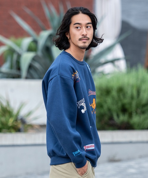 THRASHER（スラッシャー）の「『THRASHER/スラッシャー』総柄プリント＆刺繍C/N長袖 トレーナー （スウェット・レディース・グリーン/ブラック/ネイビー/ホワイト・L/M）」の22枚目の写真