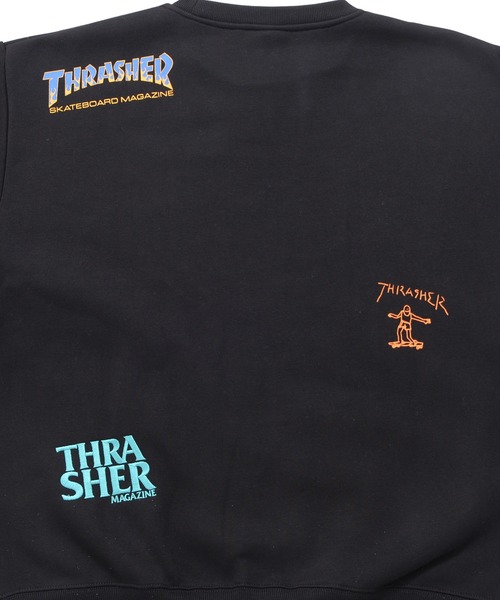THRASHER（スラッシャー）の「『THRASHER/スラッシャー』総柄プリント＆刺繍C/N長袖 トレーナー （スウェット・レディース・グリーン/ブラック/ネイビー/ホワイト・L/M）」の8枚目の写真