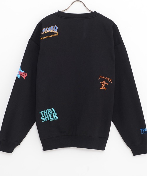 THRASHER（スラッシャー）の「『THRASHER/スラッシャー』総柄プリント＆刺繍C/N長袖 トレーナー （スウェット・レディース・グリーン/ブラック/ネイビー/ホワイト・L/M）」の15枚目の写真