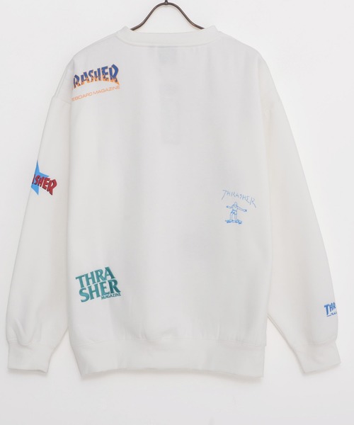 THRASHER（スラッシャー）の「『THRASHER/スラッシャー』総柄プリント＆刺繍C/N長袖 トレーナー （スウェット・レディース・グリーン/ブラック/ネイビー/ホワイト・L/M）」の13枚目の写真