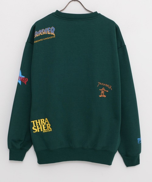 THRASHER（スラッシャー）の「『THRASHER/スラッシャー』総柄プリント＆刺繍C/N長袖 トレーナー （スウェット・レディース・グリーン/ブラック/ネイビー/ホワイト・L/M）」の17枚目の写真