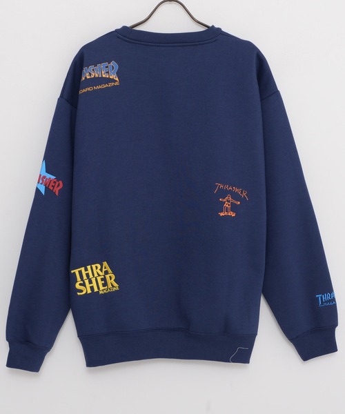 THRASHER（スラッシャー）の「『THRASHER/スラッシャー』総柄プリント＆刺繍C/N長袖 トレーナー （スウェット・レディース・グリーン/ブラック/ネイビー/ホワイト・L/M）」の19枚目の写真