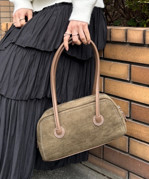 セール】フェイクスウェードスクエアボストンバッグ（ショルダー