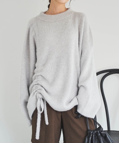 mil(ミル)の「【150㎝前後の小柄さんサイズ】ふわとろ ドロストニット(ニット/セーター・レディース・モカ/ライトグレー/オフホワイト・ONE SIZE)」の9枚目の写真